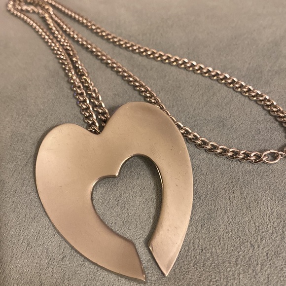 VINTAGE REED & BARTON                         PEWTER Open Heart 23 1/2” Necklace - Picture 3 of 5